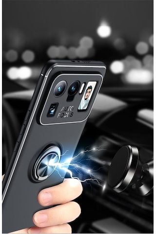 Xiaomi Mi 11 Ultra Kılıf Zore Ravel Silikon Kapak Siyah-Mavi