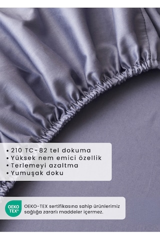 Bella Maison %100 Pamuk Saten Supreme Çift Kişilik Lastikli Çarşaf Mavi 160x200x35 Cm Mavi