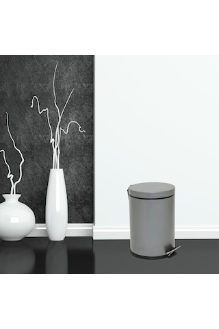 Foreca Pedallı Çöp Kovası Gri 5 Lt Gri