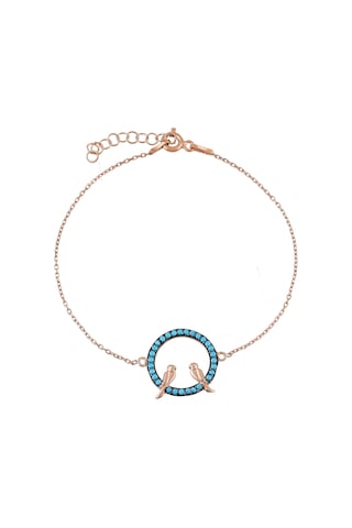 Kadın 925 Ayar Gümüş Firuze Taşlı Sevda Bileklik B022101 Rose Gold
