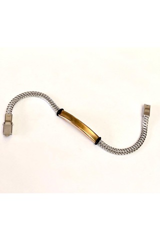 Silver&gold Renk İnce Kordon Çelik Erkek Bileklik 22 Cm Gümüş - Altın