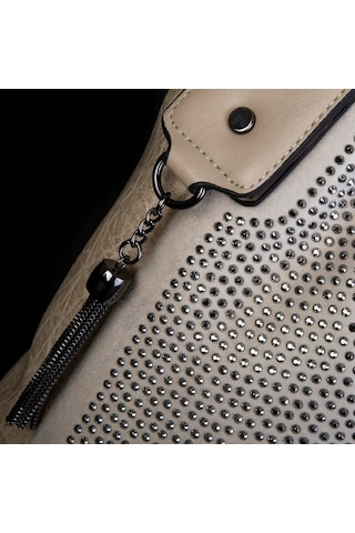 Nas 1071 Taşlı Kadın Omuz Çantası Kum Siyah