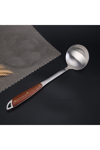 Sones 304 Paslanmaz Çelik Ahşap Saplı Mutfak Eşyaları Ev Mutfak Ekipmanları, Stil: Çorba Kaşığı