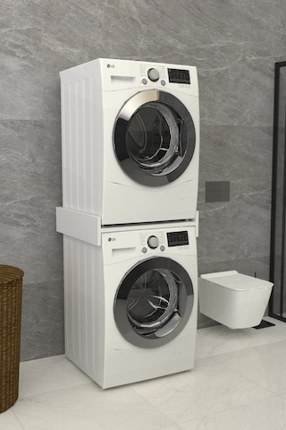 Solvo Banyo Dolabı Çamaşır Ve Kurutma Makinesi Dolabı Beyaz Beyaz