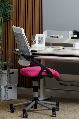 Creo Mobili Yükseklik Ve Sırt Ayarlı Vega Çalışma Sandalyesi, Ofis Ve Bilgisayar Koltuğu Beyaz/fuşya Gri