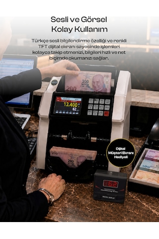 Para Sayma Makinesi - Tl Ve Euro Karışık Para Sayma Ve Dolar Adetli Sayma Özelliği - Mg + Uv + Ir Ge