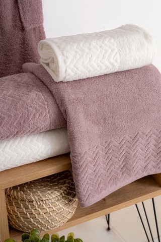 Oznhome Krem-pudra Çift Kişilik 6 Parça Bornoz Seti Krem - Pudra