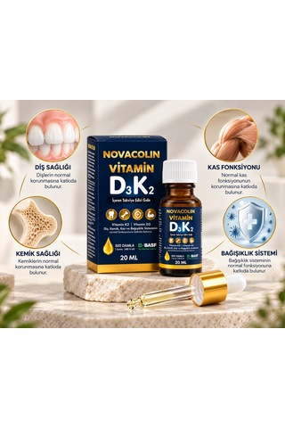 Novacolin Vitamin D3 K2 Damla 1000 Iu D3 + K2 Mk-7 20 Ml