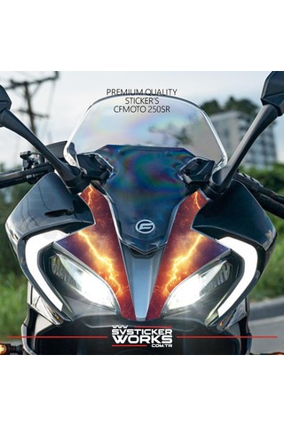 Cfmoto 250sr Sticker Ön Kafa Kaplama Modeli Hazır Kit Şimşek Sticker Desen Kaplama