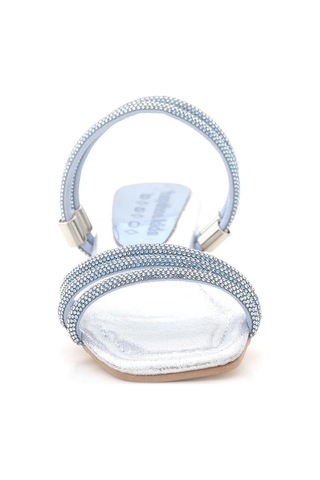 Judy Mavi Gümüş Taşlı Kız Çocuk Topuklu Terlik Ayakkabı Mavi