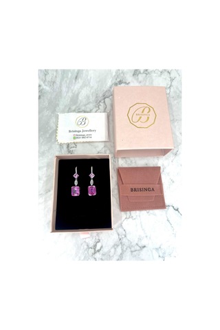 Pembe Baget İthal Gümüş Küpe-977 Silver