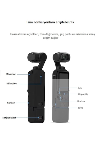 Djı Osmo Pocket 3/4 Aksesuar Seti Silikon Kılıf, El Bileklig İ, Lens Koruyucu Ve Ekran Koruyucu Siyah