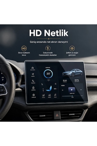 Tesla Model Y Juniper 2025 Parmak İzi Önleyici Sert Cam Ekran