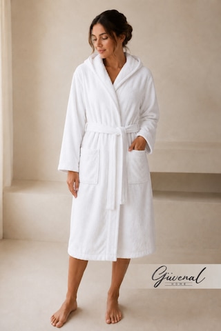Blanc Kapüşonlu Pamuklu Unisex Bornoz Otel Bornozu Erkek Havlu Bornoz Kadın Havlu Bornoz Sauna Bornoz Sabahlık Kapüşonlu Beyaz