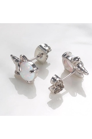 100% 925 Ayar Gümüş Unicorn Opal Saplama Küpe Kadınlar Için Düğün Küçük Küpe Moda Yıldönümü Takı Fıe737 Saplama Küpe Altın - Beyaz