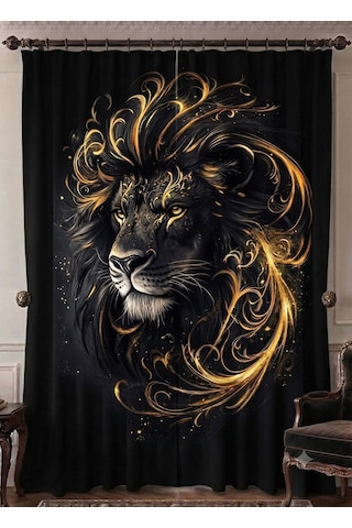 Özel Üretim Marka 240 280 Cm Çift Kanat Fon Perde Mikropetek Blackout Luxury Premium Kumaş Doku Şık Zarif Lüx Salon Aslan Altın Siyah Gümüş Deluxe Seri Çok Renkli Siyah