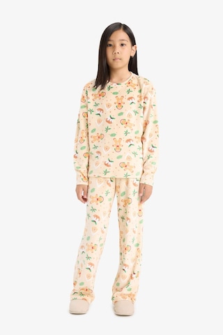 Defacto Kız Çocuk Yılbaşı Temalı Pijama Takımı Kadife Uzun Kollu Üst Uzun Alt F1210a825aubg358 Bej-bg358