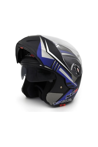 Ncr Çene Açılır Mat Mavi Motosiklet Kaskı Vizörlü Ece Belgeli Mat Mavi