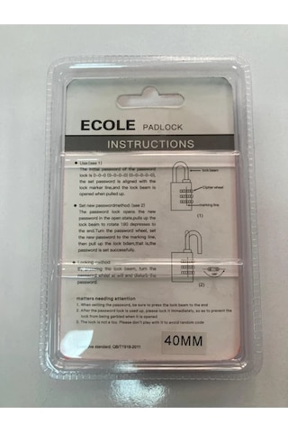 Ecole Sarı Şiftreli Asma Kilit 40 Mm