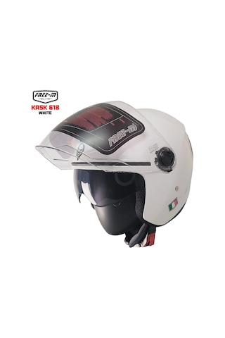 Free-m 618 Güneş Vizörlü Açık Yarım Kask Beyaz