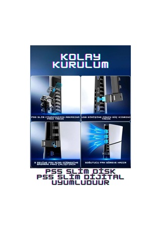 Pg-p5s005 Ps5 Slim Disk-ps5 Slim Dijital Uyumlu 3 Kademeli Led Işıklı Arka Soğutucu Fan