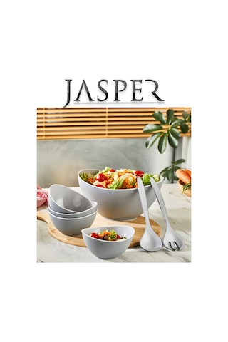 Jasper Açık Gri Çok Amaçlı Lüx 7 Parça Salata Servis Seti