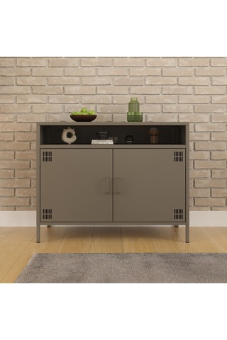 Pera Tv Ünitesi, Tv Dolabı,2 Kapaklı, Açık Raflı 100,50 X 40 X 79,50 Cm Ral 7039 Acıbadem Antrasit
