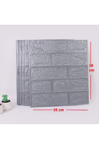10 Adet 35x38cm Gri Kendinden Yapışkanlı Duvar Kağıdı Esnek Köpük Panel 3d Tuğla Desen