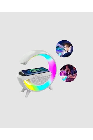 Bluetooth 5.0 Hoparlör Kablosuz Şarj, Rgb Gece Lambası Ve Fm Radyo - 15000