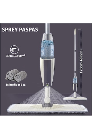 Hymark Sprey Mop Su Deterjan Hazneli 360 Derece Dönen Mikrofiber Bez Temizlik Seti