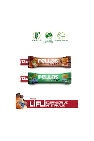 Meyve Bar 40 G Süper İkili Kutu - 24 Adet Karışık Kuruyemişli X 12 + Yaban Mersinli X 12