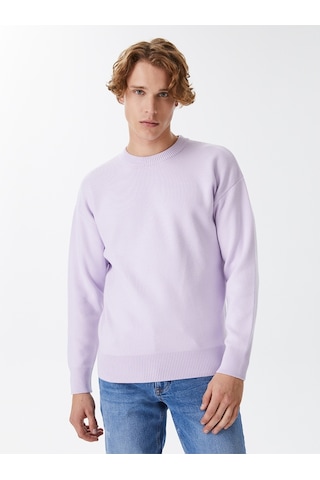 Oversize Fit Erkek Kazak Lila