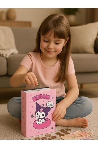 Kuromi Figürlü Çelik Kilitli Pembe Para Kasası