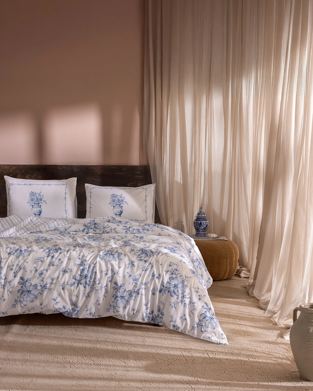 Madame Coco Chapele Tek Kişilik %100 Pamuk Ranforce Baskılı Nevresim Takımı - Mavi 8684427282533 Mavi