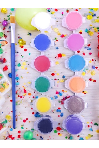 Ev-okul Etkinliği Ahşap Puzzle 4'lü Boyama Seti, 12 Renk Boya Ve