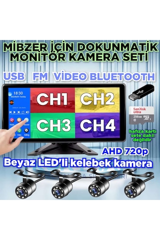 Mibzer İçin Dokunmatik 10.36'' Ekran Ahd 720p Beyaz Ledli Kamera