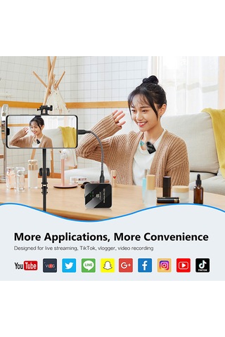 Puluz 1 Tx+1 Rx Kablosuz Bluetooth Yaka Mikrofonu Akış Ekipmanı