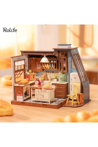 Rolife Dg172 Mutfak Odası Baking Kitchen Dıy Minyatür Maket Model Seti Mini Dollhouse 3d Model Kit Detaylı Dekoratif Hobi Seti 3d Puzzle Tiny House