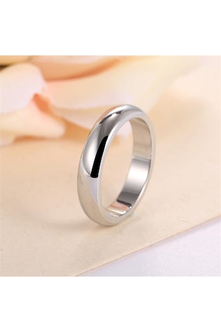 Gümüş Moda Paslanmaz Çelik Çift Yüzük Kadınlar İçin Basit Pürüzsüz Gül Altın Çelik Yüzükler 11 Gümüş