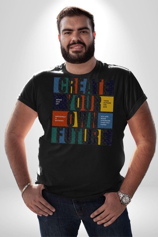 Geleçeği Seninle Planlayalım Unisex Unisex Siyah Organik Baskılı T-shirt Penye Yüksek Kalite Siyah
