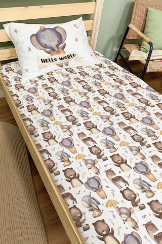 Organik Tek Kişilik Lastikli Çarşaf Seti - Sevimli Orman Arkadaşım Filminik Gezgin Renkli