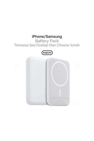 10000mah Magsafe Manyetik Kablosuz Powerbank 15w Hızlı Şarj İnce Usb-c İphone & Samsung Uyumlu BEYAZ