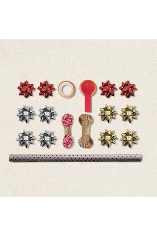 Siyah Puantiyeli Kraft Ambalaj Kağıdı Seti, 10 Rulo Kağıt 70x100c