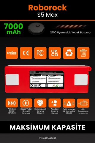 Roborock S5 Max Uyumlu 7000 Mah Batarya