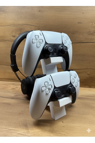 Ps5 Dualsense 2 Li Oyun Kolu Ve Kulaklık Standı 3d Baskı Şık Dikey Tutucu 21.5x18x4 Cm Beyaz