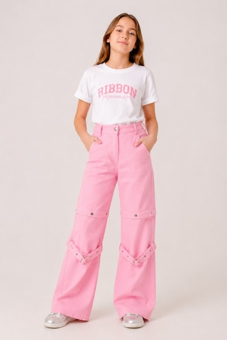Giyicem Kız Çocuk Çıtçıtlı Dönüşebilen Pantolon Şort 2'si 1 Arada 2568 Pembe