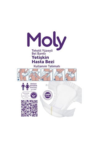 Moly Bel Bantlı Hasta Bezi 7 Damla L 4 x 30'lu