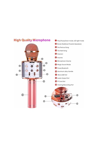 Qingmipy Renkli Led Işıklı Kablosuz Mikrofon: Çocuklar İçin Karaoke, Ev Partileri Ve 5 Ses Efekti İle Eğlence