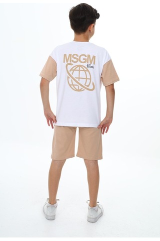 Erkek Çocuk Msgm Baskılı Şortlu Takım-5874-Bej