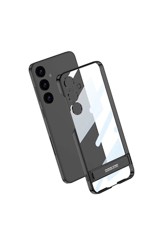 Galaxy Uyumlu S24 Kılıf Zore Kamera Korumalı Şeffaf Dikey Standlı Ays Kapak 1